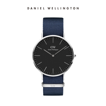 ダニエルイの新商品DW男性用时计40 mm银色の縁の黒い板の青いナインの模様の薄い男性用时计です。（DW 0000278）