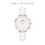 ダニエル・ウェルリングの腕時計DW女子時計32 mm金色の縁の白い皮のバーン女性腕時計DW 00100000 89