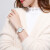【張天愛オースメメ】ロlove腕時計女性8本の本の腕時計2020年新品のバラ柄フュージョン防水女性腕時計計8本の本のダイヤモン（白＋薄い緑）